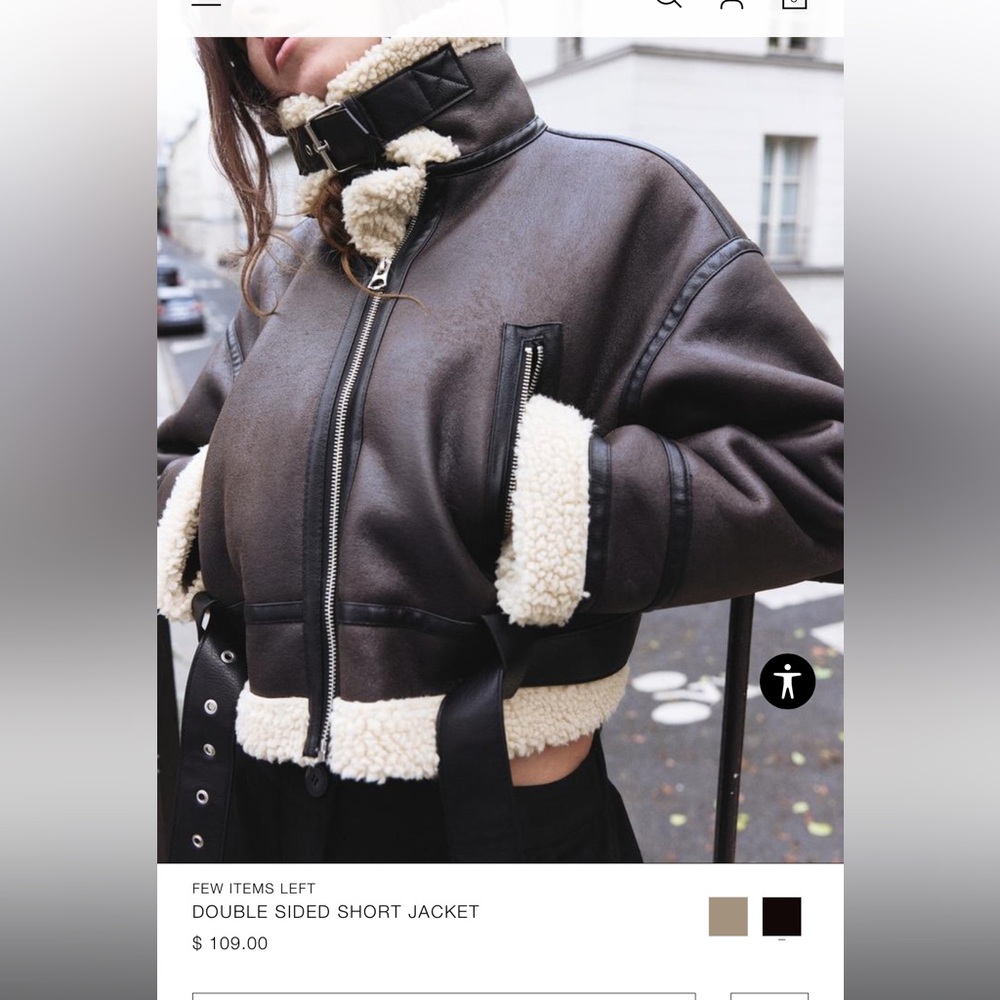 Zara Double Sided Short Jacket - Brown and Cream